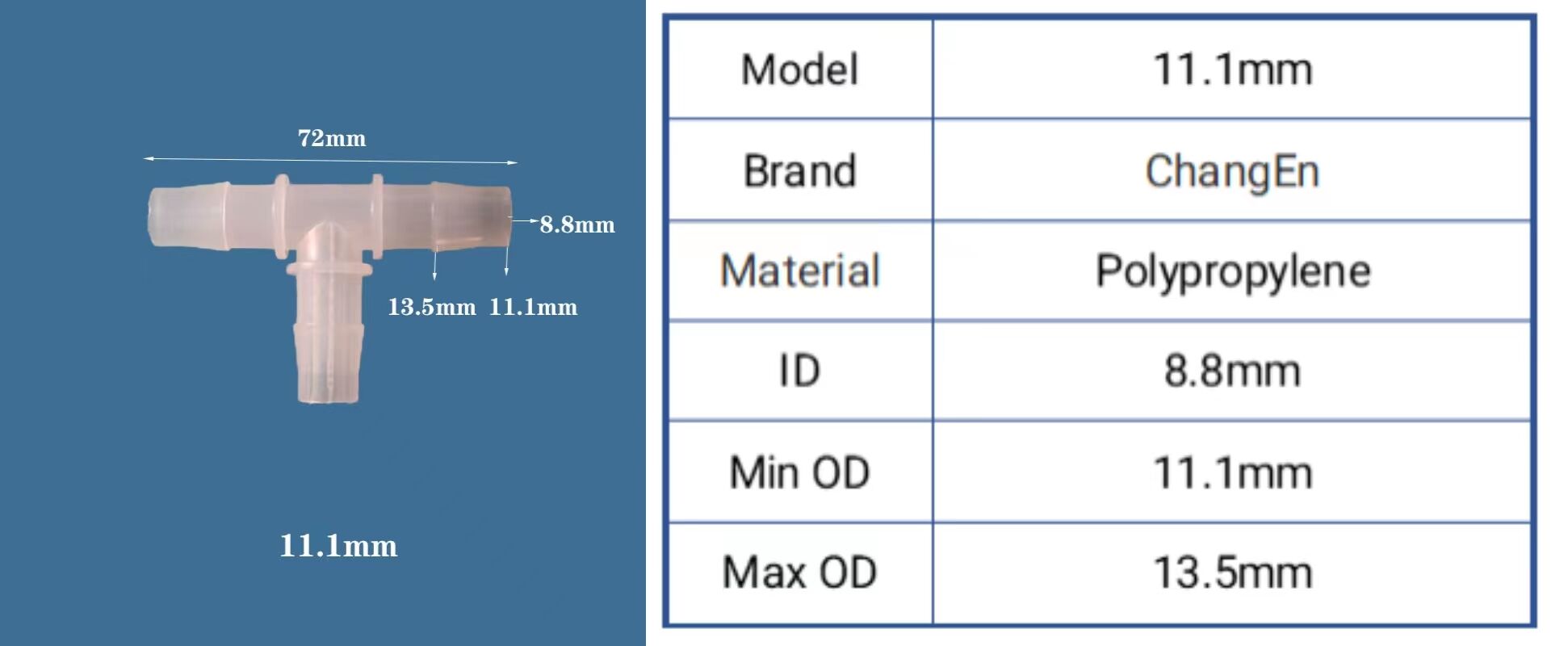 T-shaped 3 Way Silicone Hose Barb Equal Reducer T Connector Plastic Small PP Tee Tube Joint details