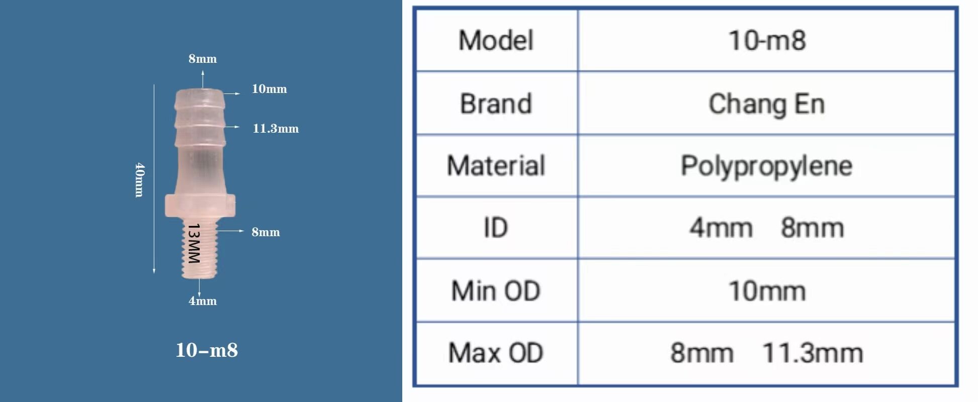 Plastic M5 Metric Male Female Thread to 1/4" Hose  Fitting Straight  Male Threaded Tube Connector details