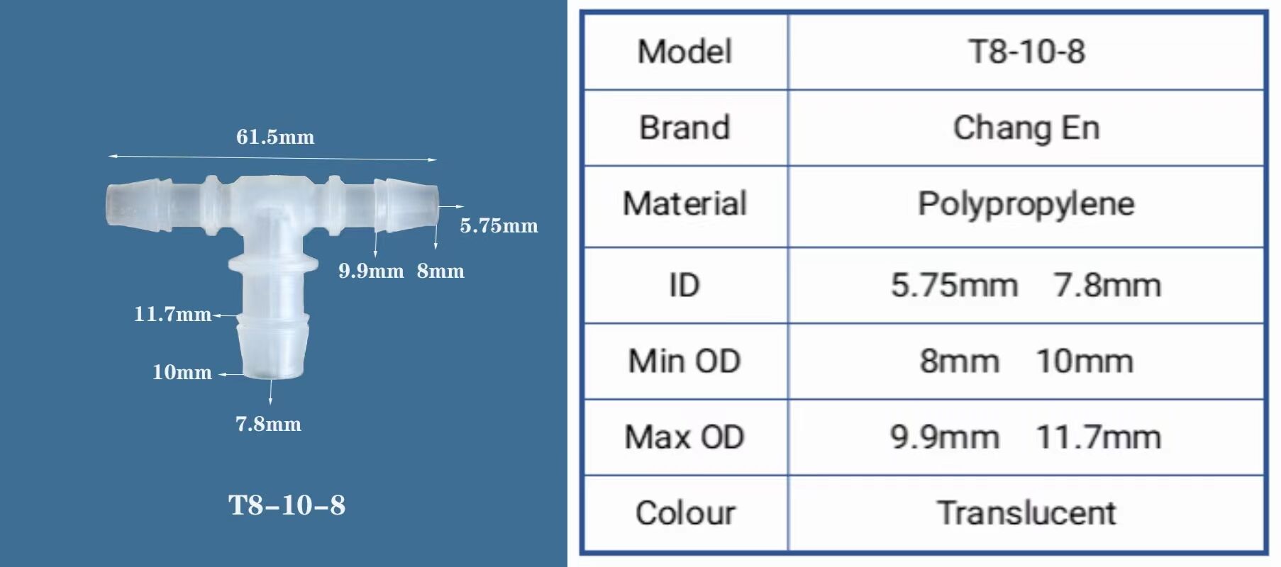 Chang En Medical 3 Ways Equal Reducer Tubing Barb Tee Joint Plastic Small Barbed Tube T Pipe Fittings supplier