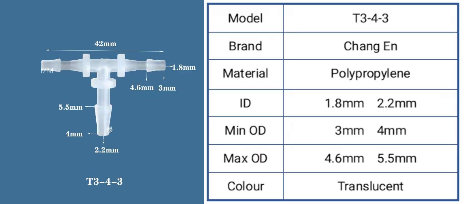 Chang En Medical 3 Ways Equal Reducer Tubing Barb Tee Joint Plastic Small Barbed Tube T Pipe Fittings supplier