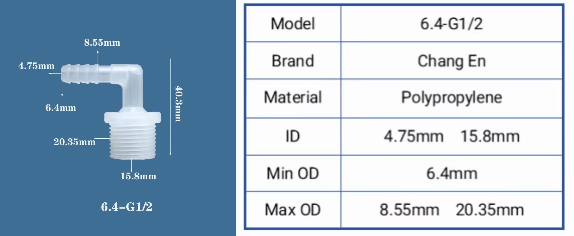 Chang En Cheap 1.6mm to 16mm 2 Way 90 Degree L Joint Coupling Plastic Air Hose Tubing Medical Elbow Connectors details