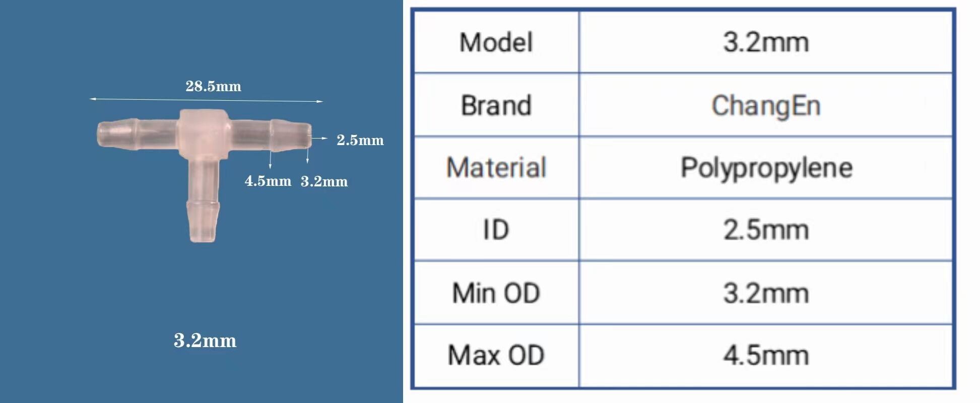 T-shaped 3 Way Silicone Hose Barb Equal Reducer T Connector Plastic Small PP Tee Tube Joint details