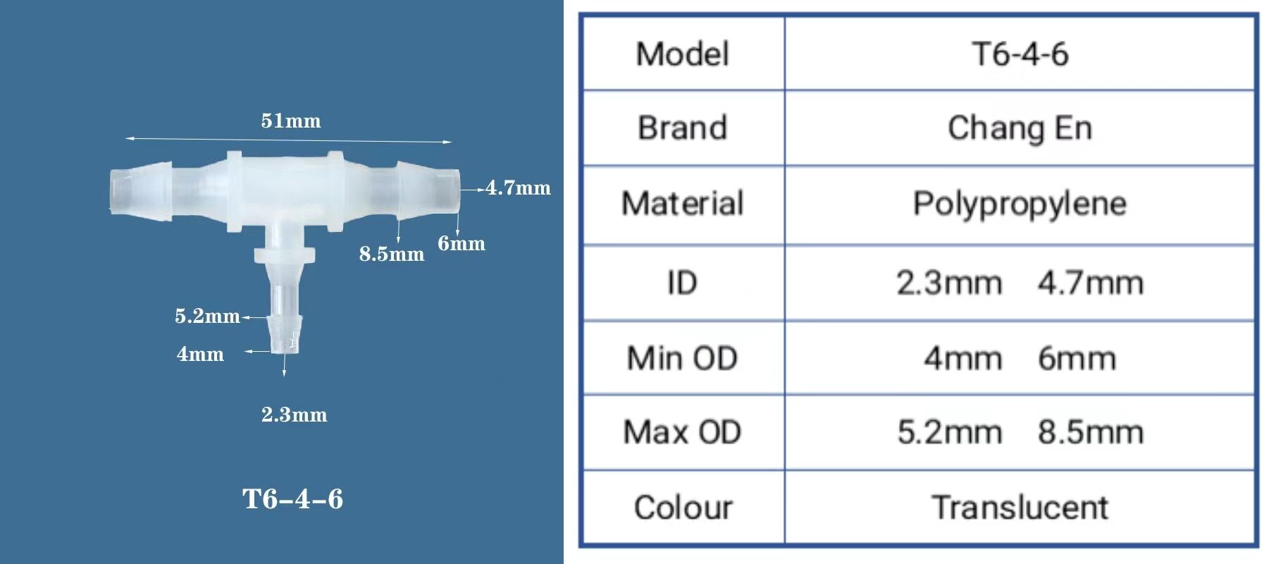 Chang En Medical 3 Ways Equal Reducer Tubing Barb Tee Joint Plastic Small Barbed Tube T Pipe Fittings supplier