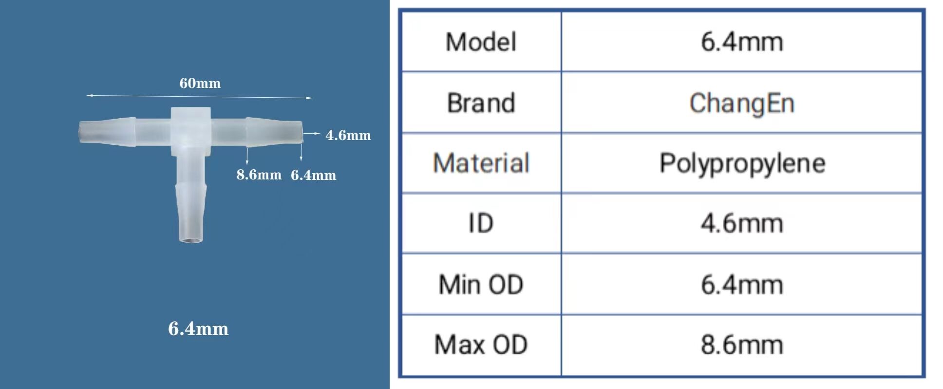 Chang En  T-shaped 3 Way Silicone Hose Barb Equal Reducer T Connector Plastic Small PP Tee Tube Joint supplier