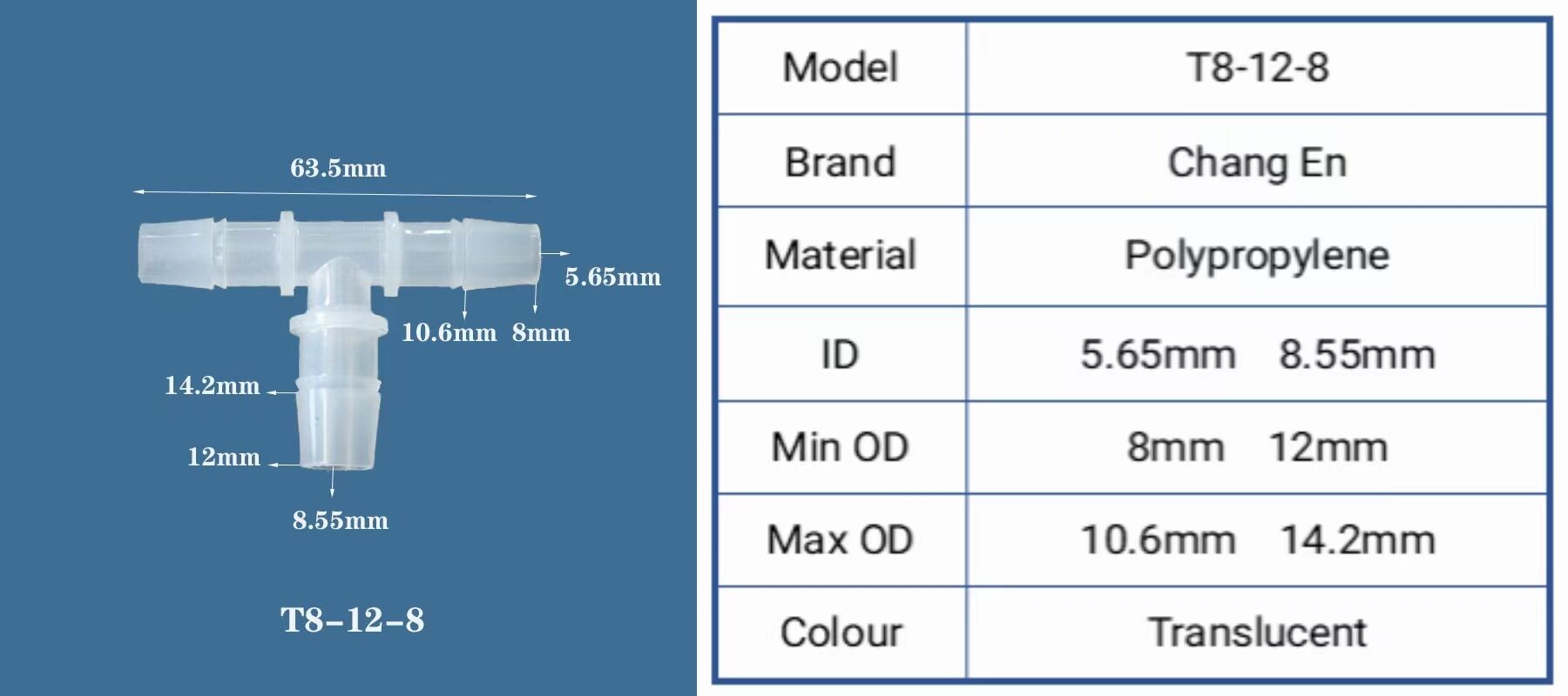 12-8-12 Hose Barb 3 Ways Tee Reducer Barbed Reducing Tee Connector supplier