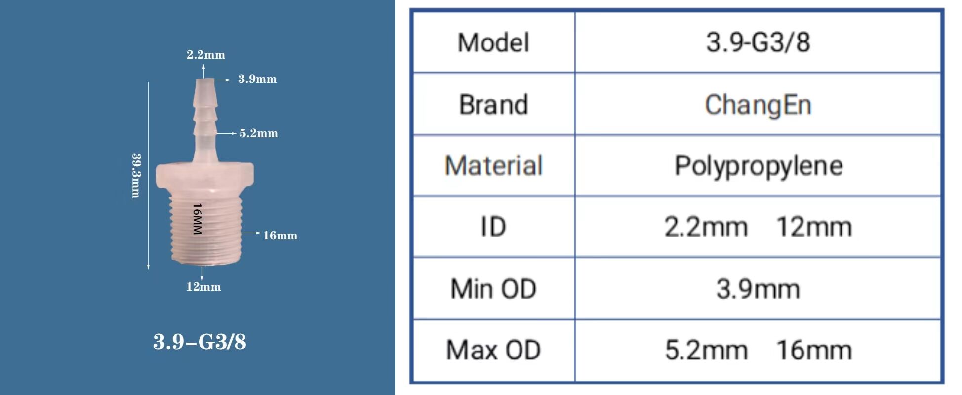 Chang En Plastic PP Male Thread Pagoda Straight Connector Quick Connect Fitting OEM Customizable Smooth Polypropylene Plug Head supplier