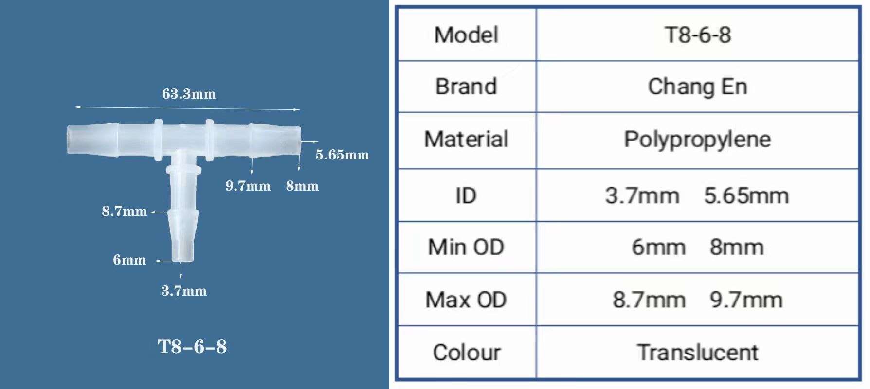 Chang En Medical 3 Ways Equal Reducer Tubing Barb Tee Joint Plastic Small Barbed Tube T Pipe Fittings supplier