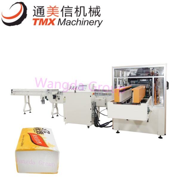 Advanced packaging machine for single bag facial tissue filling and sealing.