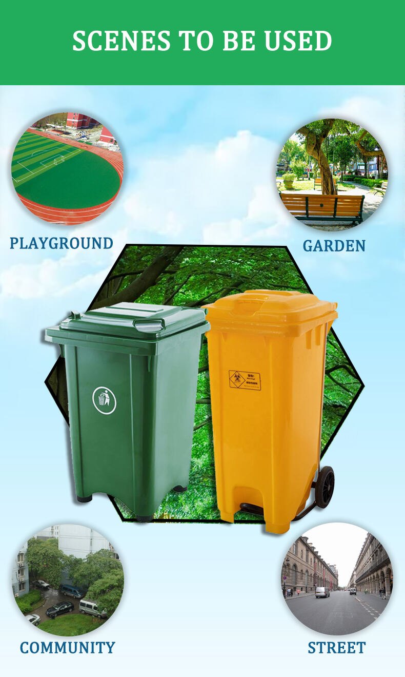 Factory wholesale 240 L plastic garbage bin outdoor large garbage bin
