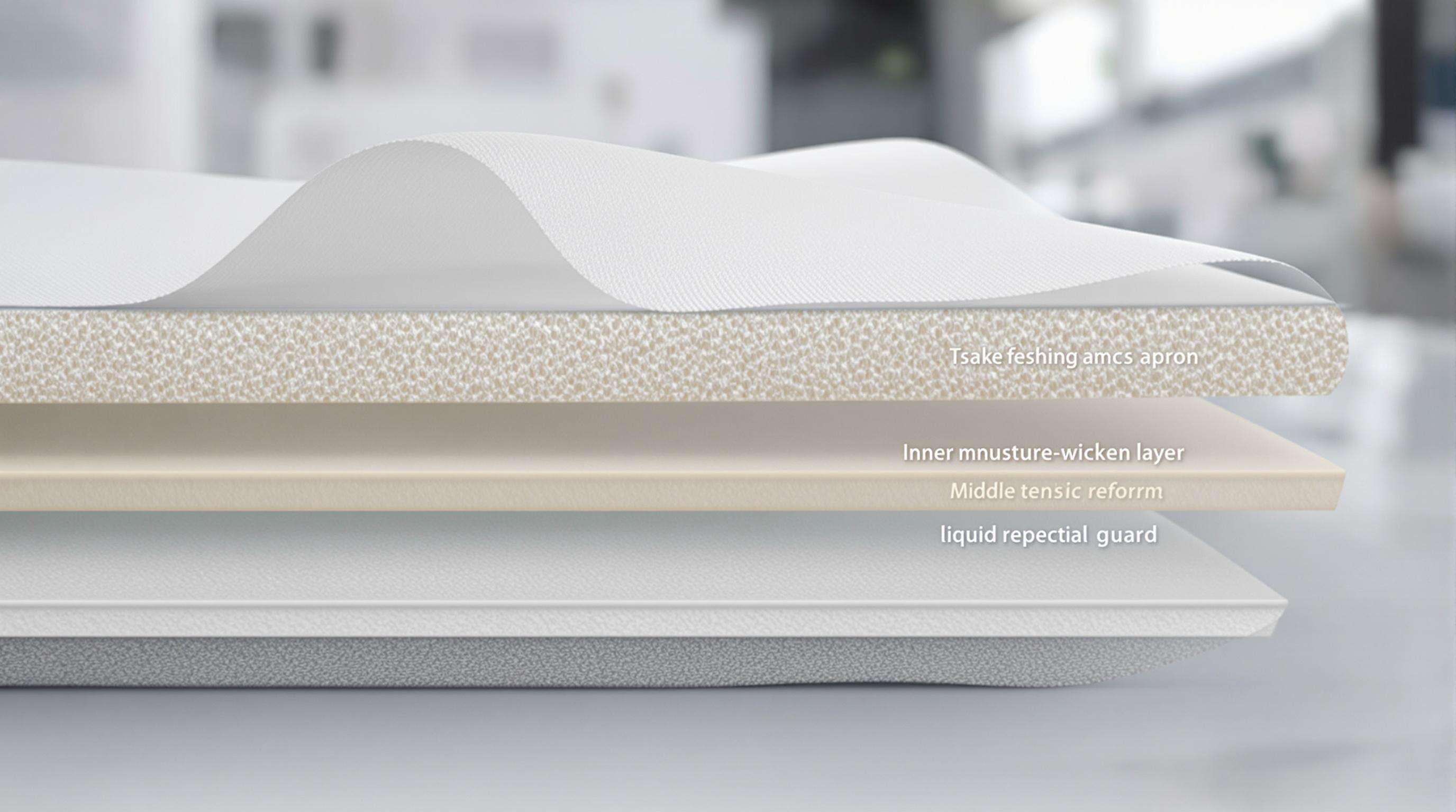 Detailed close-up of three-layered apron fabric cross-section on a lab table