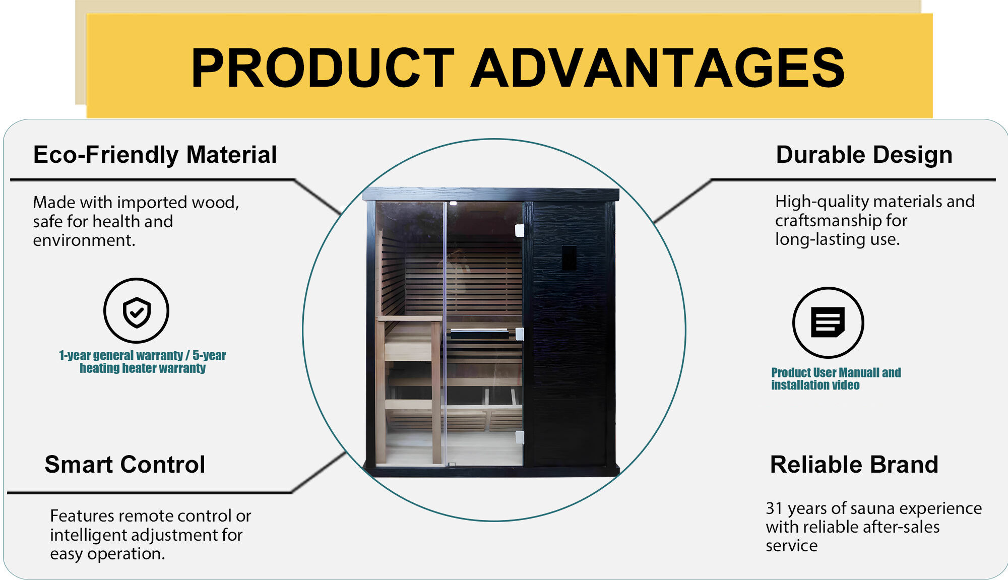 product modern design electric far infrared  dry steam sauna room oem odm factory solid hemlock wood saa fsc emc certified-2