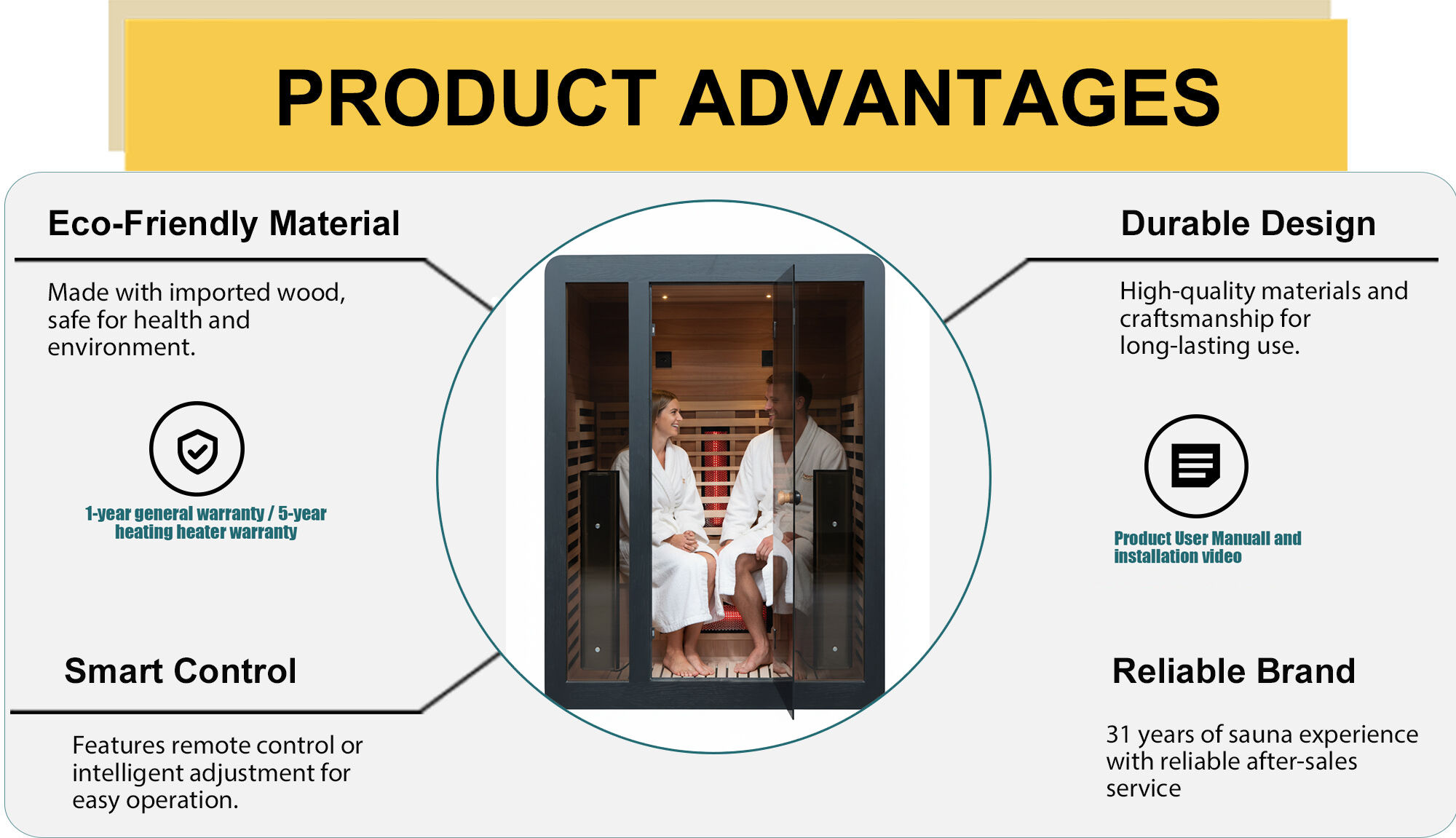 product black glass door full spectrum infrared sauna room 3 people with app smart controller childlock emergency assist button-4