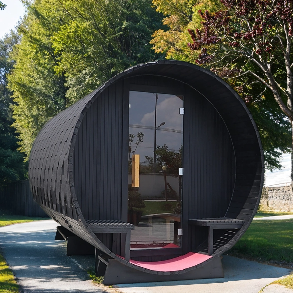 product huge garden outdoor sauna circle sauna with harvia electric heated sauna stove-2