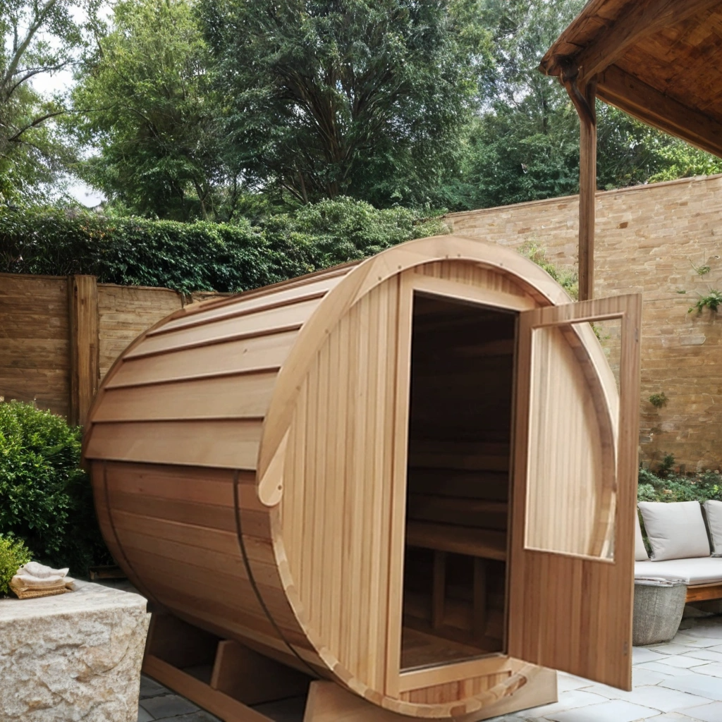 product odm oem 4 6 person hemlock outdoor steam wet dry sauna panoramic garden traditional steam sauna room-3