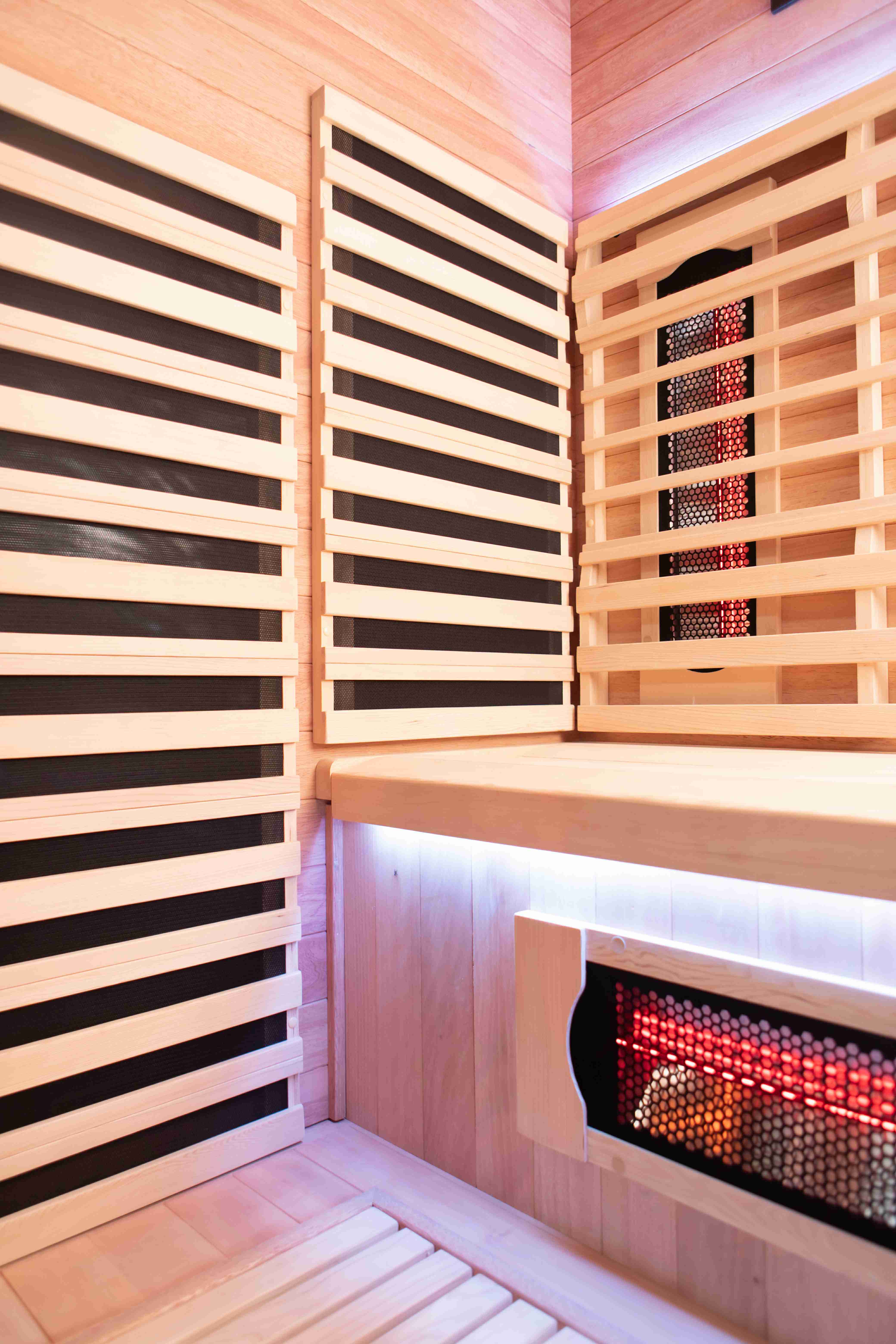 product black glass door full spectrum infrared sauna room 3 people with app smart controller childlock emergency assist button-9