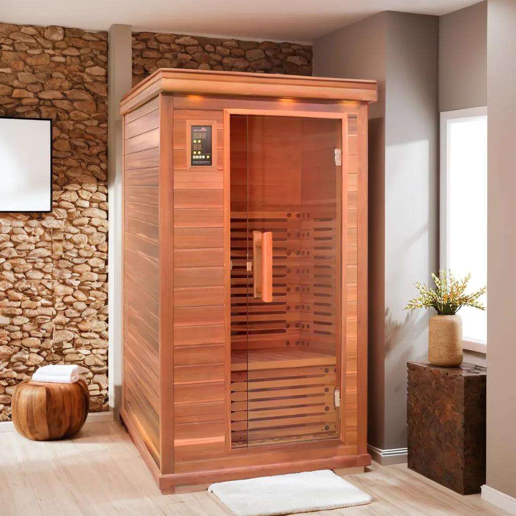 product factory direct red ceder far infrared carbon panel sauna room for 1 person hot sale-0