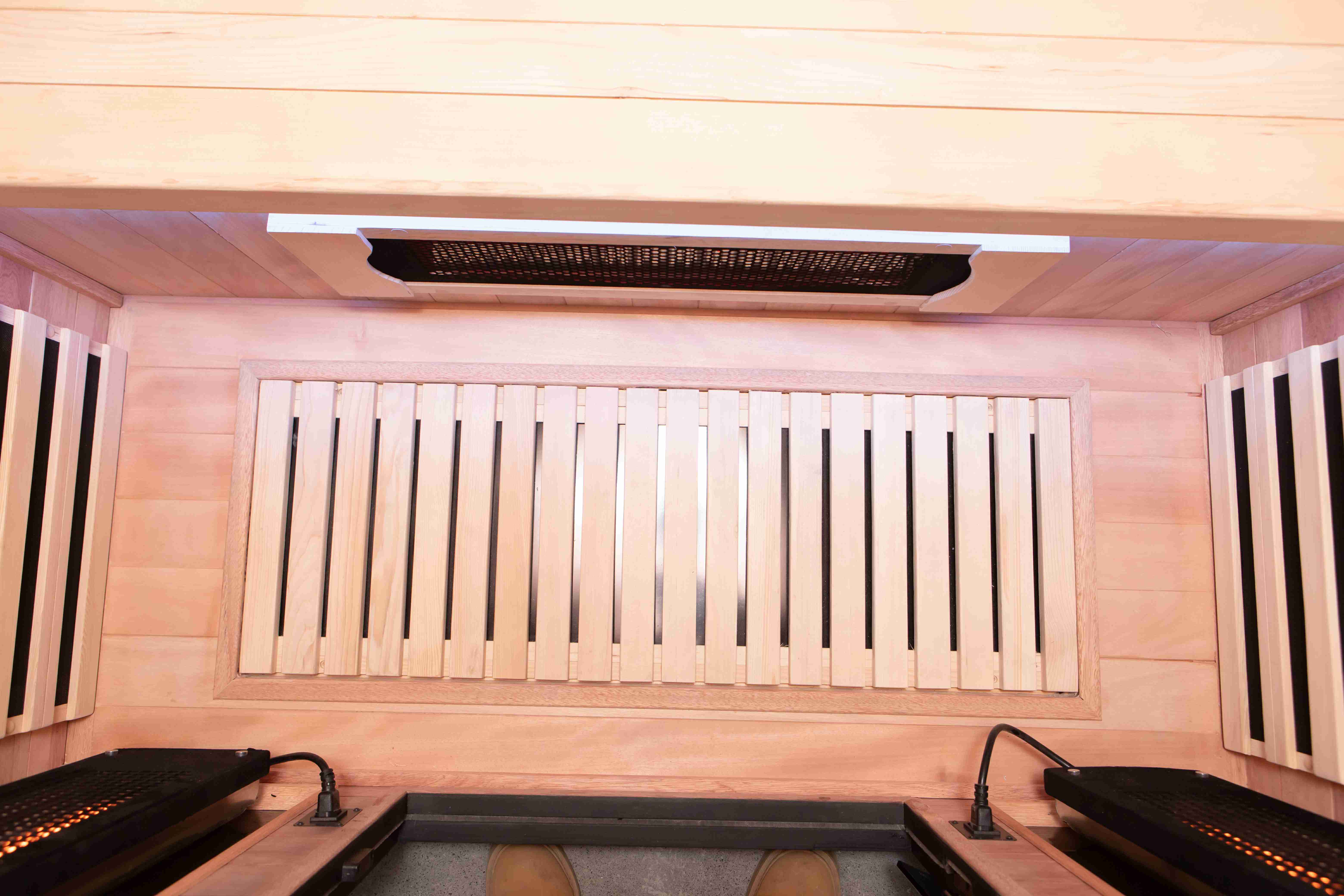 product black glass door full spectrum infrared sauna room 3 people with app smart controller childlock emergency assist button-11