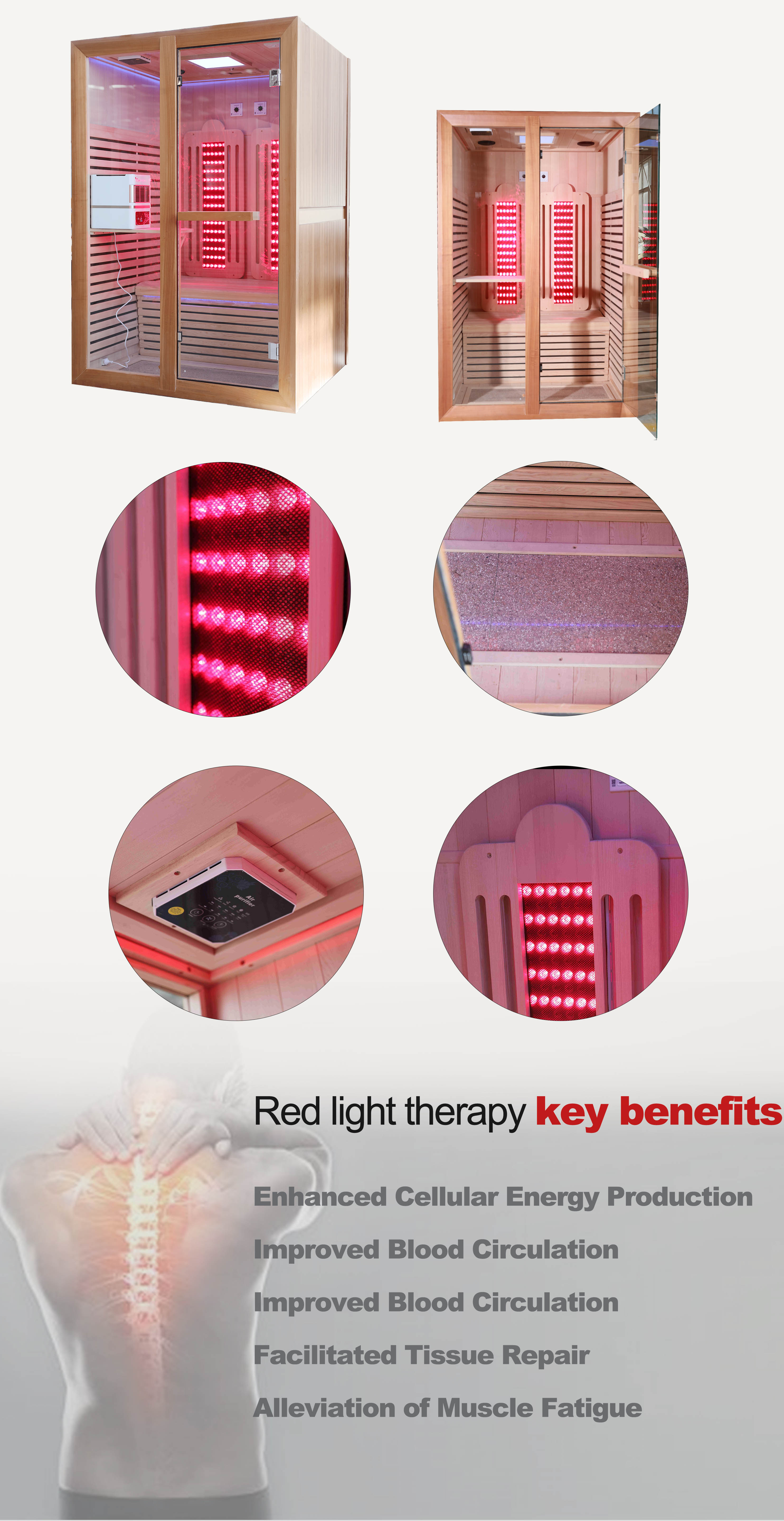 product new design vhealth infrared sauna room with red light therapy  relieve physical fatigue-1