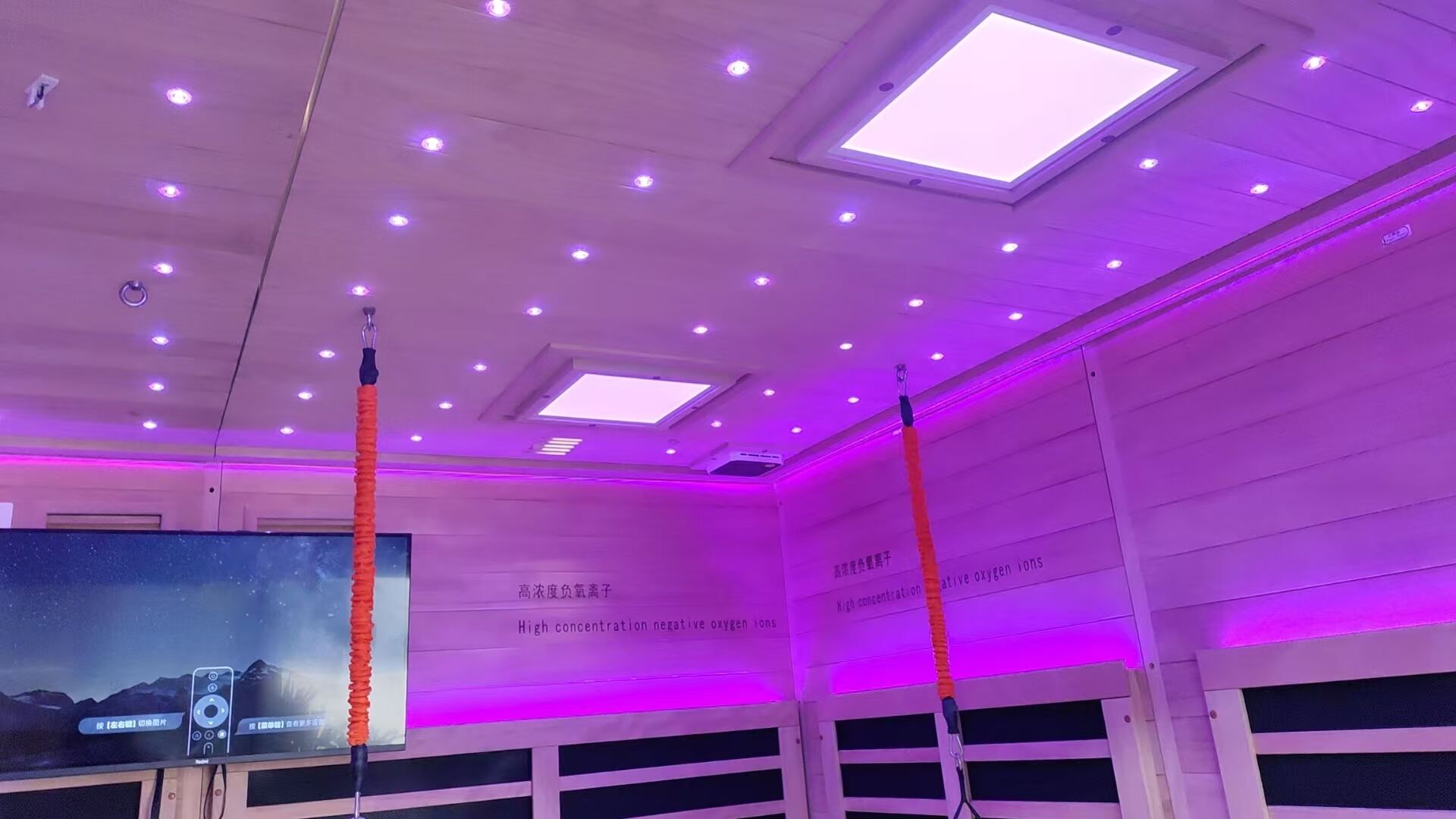 product saa fsc emc certified modern electric heating hemlock solid wood gym sauna outdoor room with fitness equipment oem custom-5