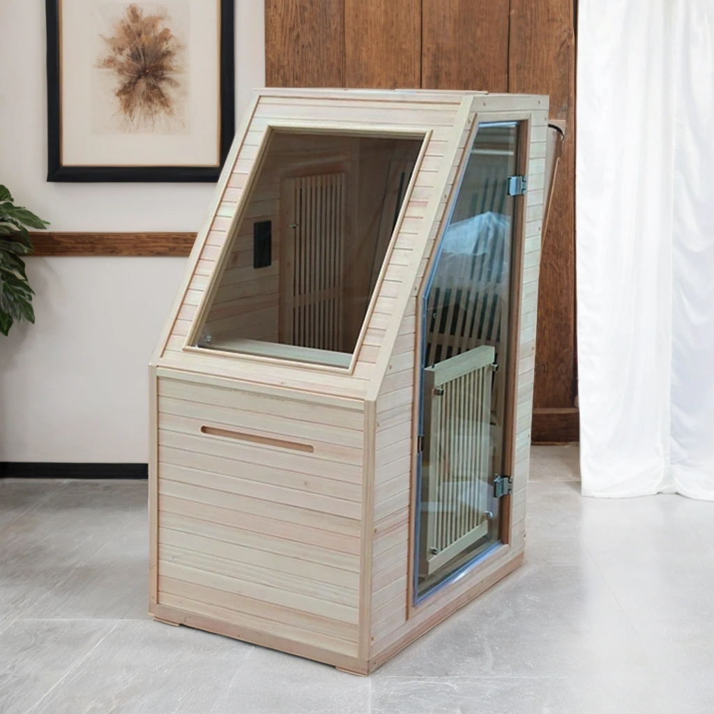 product modern portable infrared sauna room odm oem solid hemlock wood for small space electric heating appliance for apartment use-2