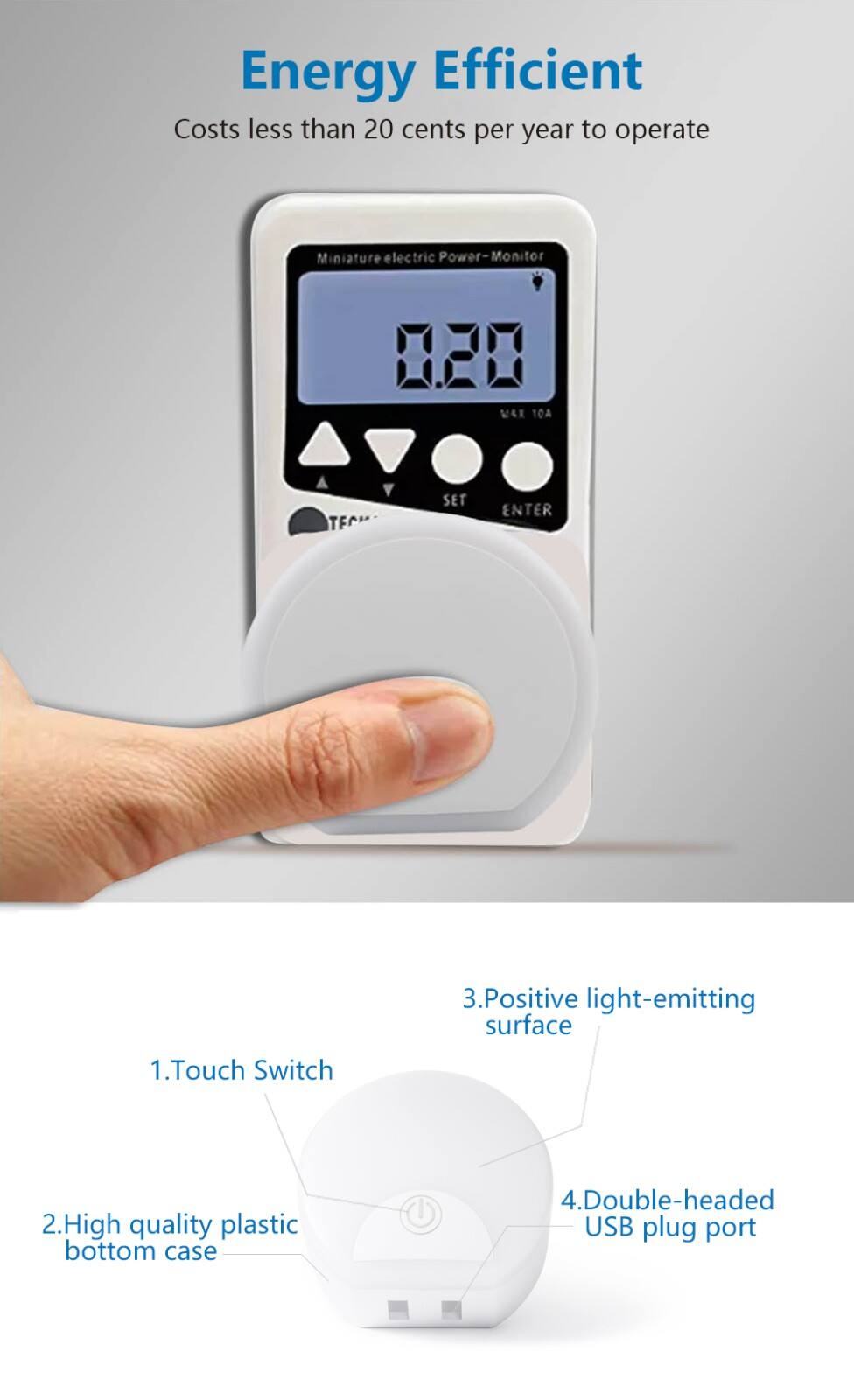 American TYPCUSB Multi-Functional LED Convenient Plug-in Design for Bedside or Workspace Illumination factory