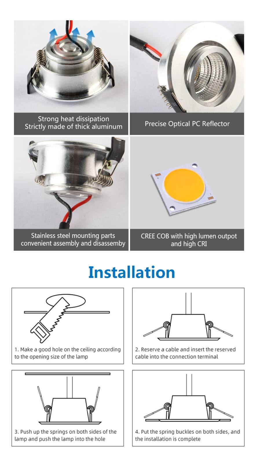 Portable HX-081 3W Mini Spotlight Ideal for Small-Scale Applications details