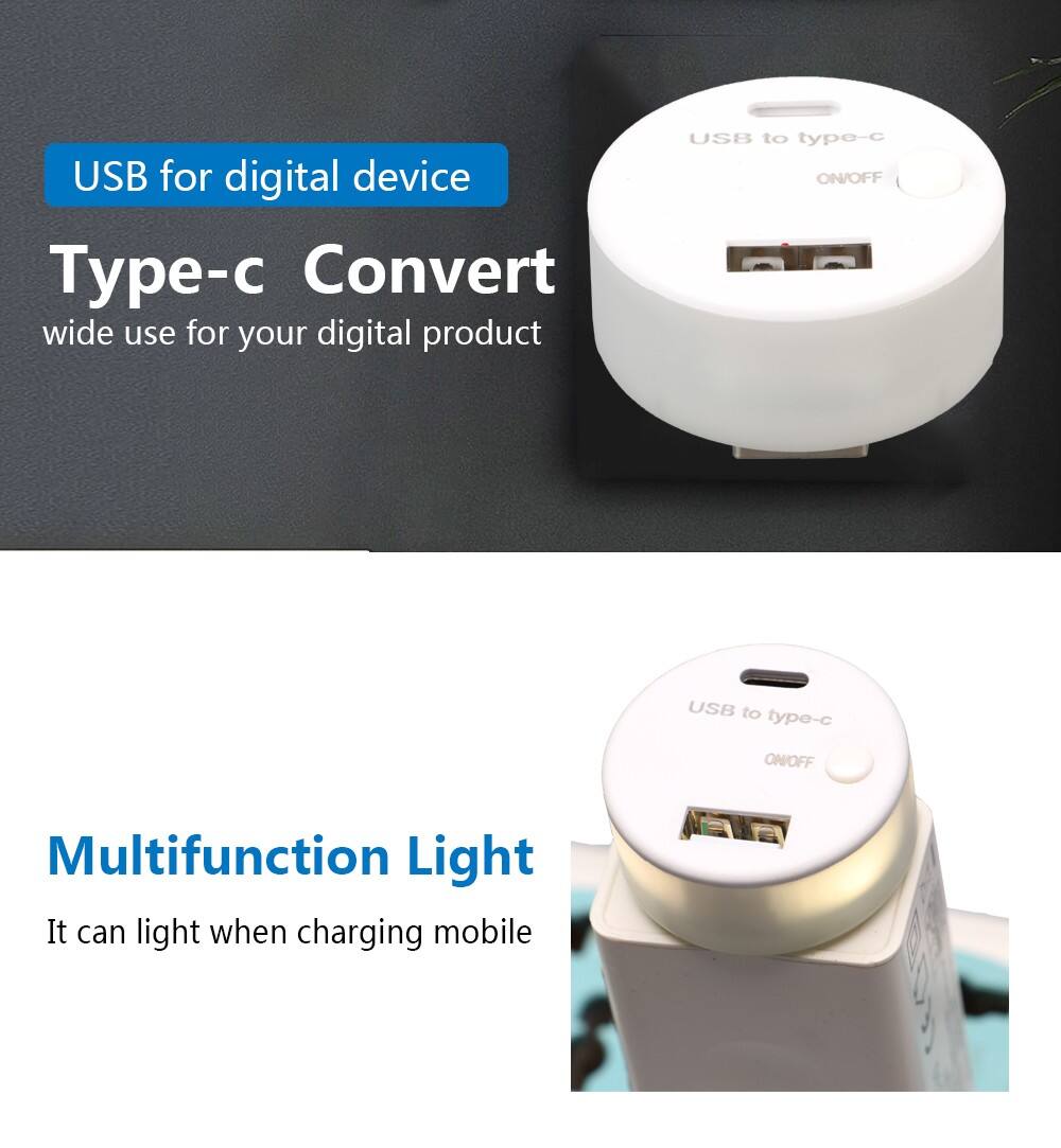 Convenient Charging USB Type-C Charger with Integrated Ambient Night Light details