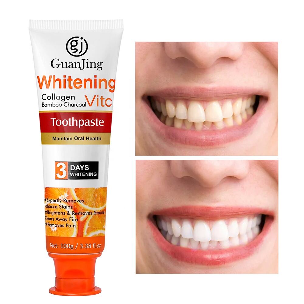 vitamina C y colágeno de blanqueamiento de la pasta de dientes de limpieza profunda de la pasta de dientes para eliminar las manchas de los dientes