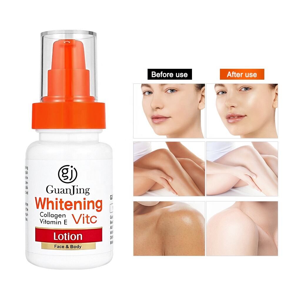 GUANJING Lotion blanchissante pour peau noire Crème blanchissante rapide au collagène et à la vitamine C Lotion blanchissante pour le visage et le corps