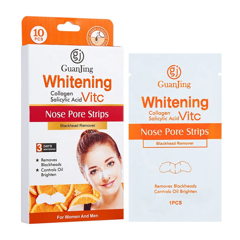 Bandes nasales nettoyantes en profondeur à la vitamine C et à l'acide salicylique de Guanjing Bandes pour pores pour l'élimination des points noirs Masque pelable