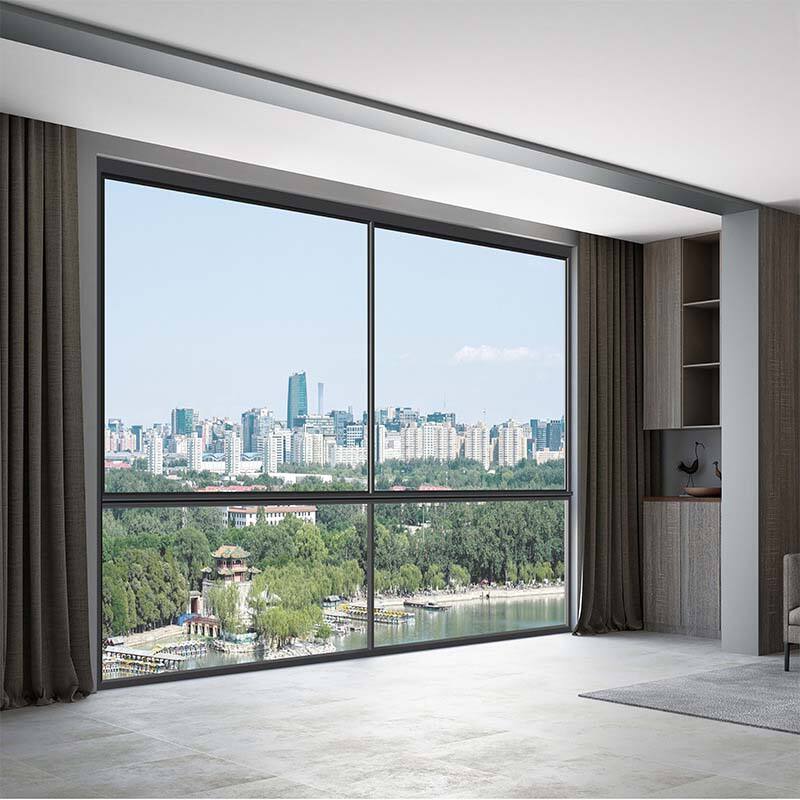 Super Wide Laminated Low-E Glass Aluminum Frame Automatic Vertical Slide Unidirectional sliding window