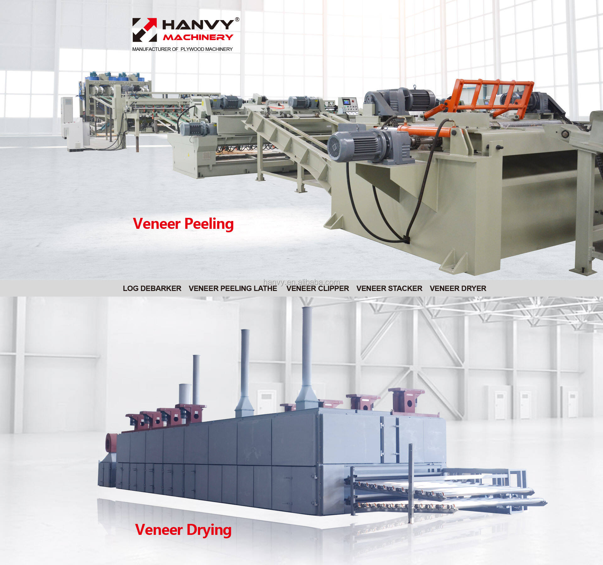 Hanvy  high efficiency Spindleless wood log debarker machine for composite plywood supplier