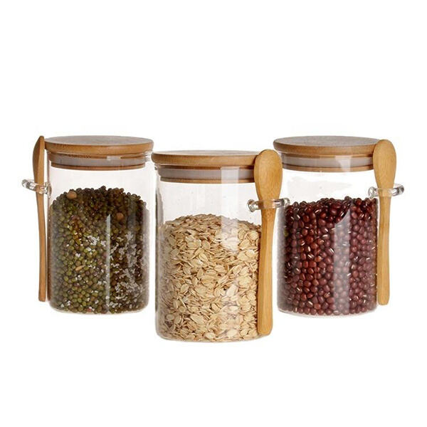 Glass Jar with Bamboo Lid Spice Rack has Class.