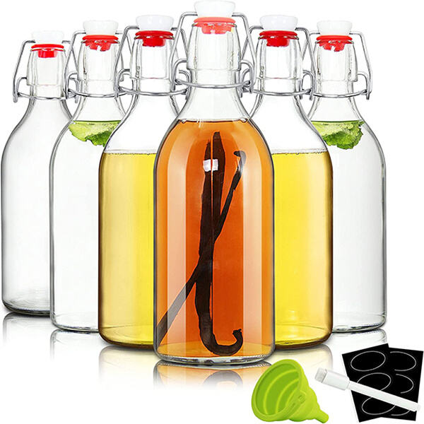 Preserve your liquids and reduce plastic waste with glass bottle swing tops