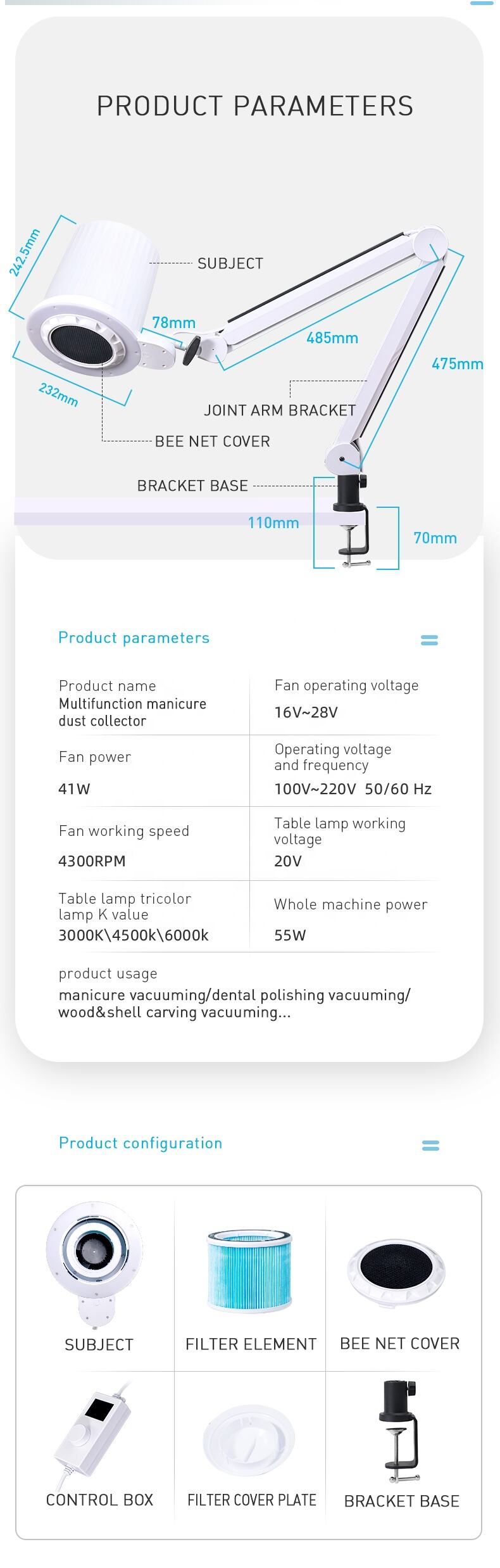 2025 AT-NDC-025 Better than 4Blanc led lamp for manicure table details