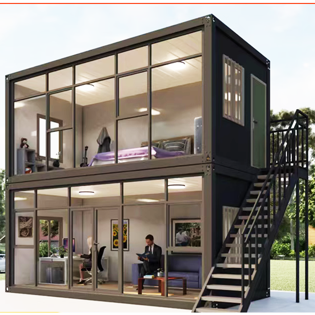 Manufacturer design prefab glass container house prefabricated house for office/living room modern cheap prefab homes factory