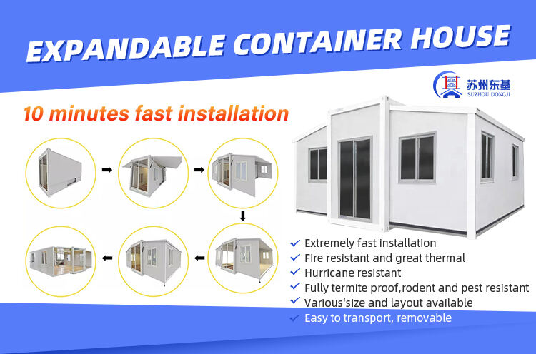 Ready to Ship Insulated Prefab Folding 3-in-1 Expandable Container Home Prefabricated Steel House Toilet Hotels Designed France details