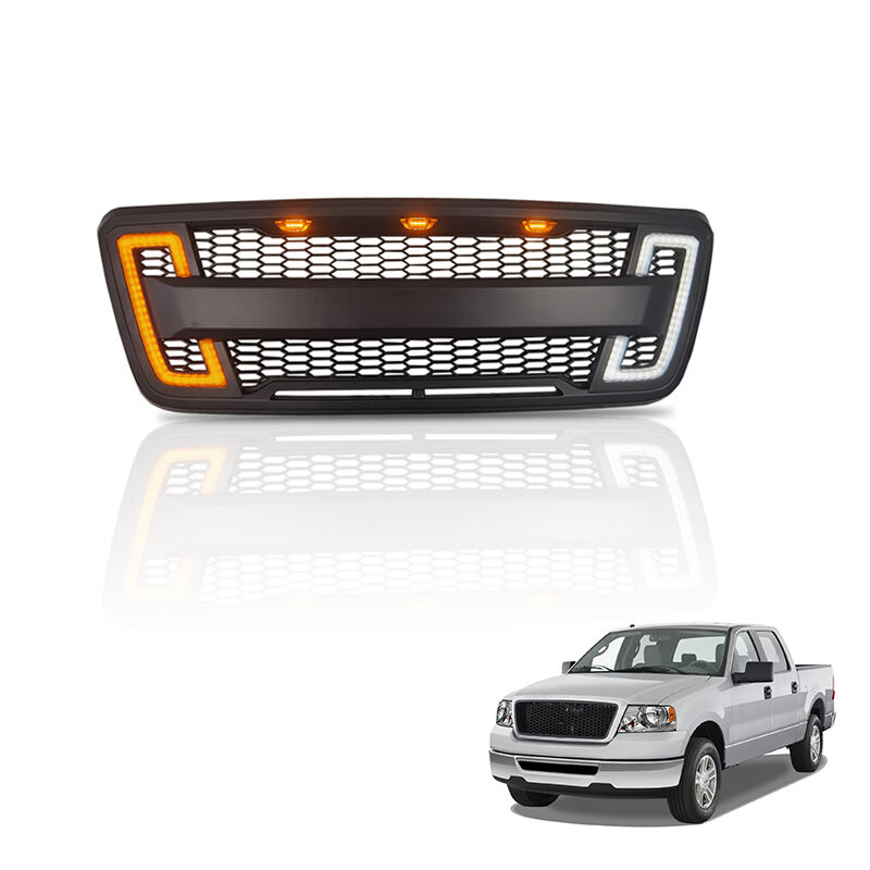 Spedking black grille with lights for Ford f150 2004-2008