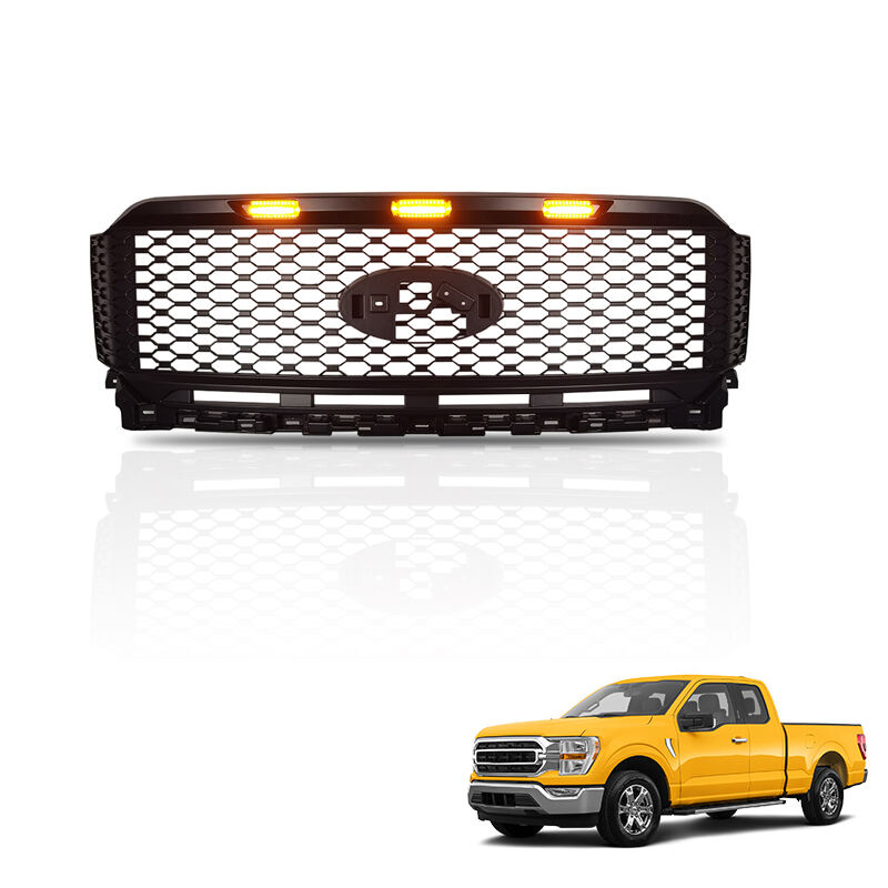 Spedking black grille with LED turning light for Ford f150 2021+