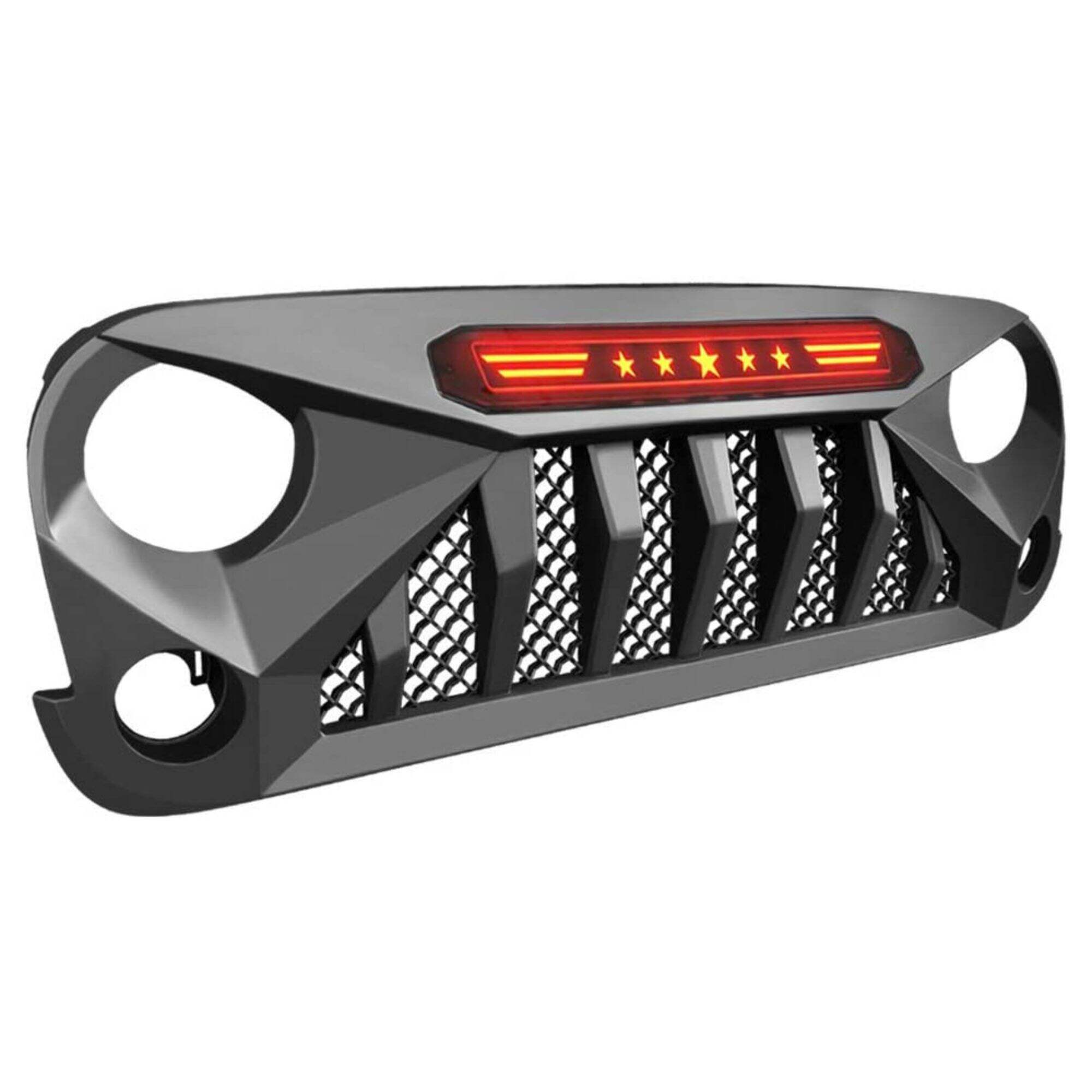 Spedking  grille with red star light for Jeep Wrangler JK 