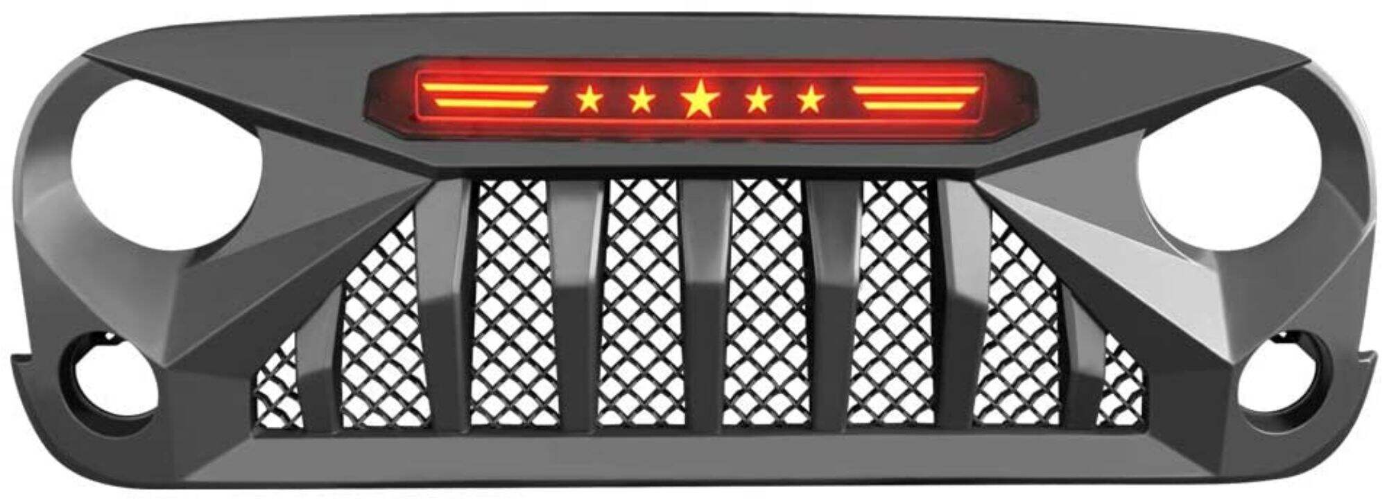 Spedking  grille with red star light for Jeep Wrangler JK 