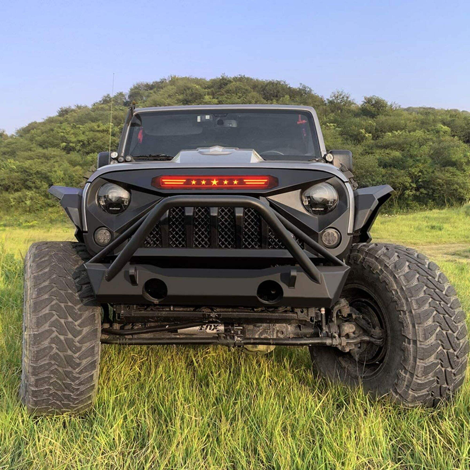 Spedking  grille with red star light for Jeep Wrangler JK 