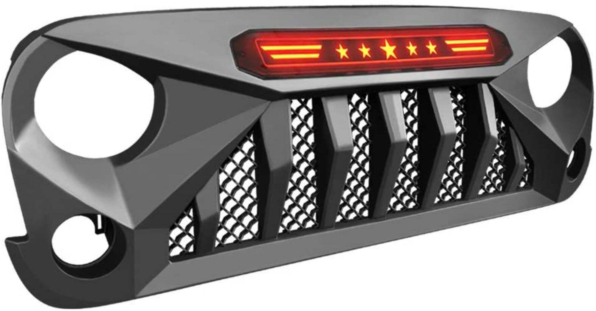 Spedking  grille with red star light for Jeep Wrangler JK 