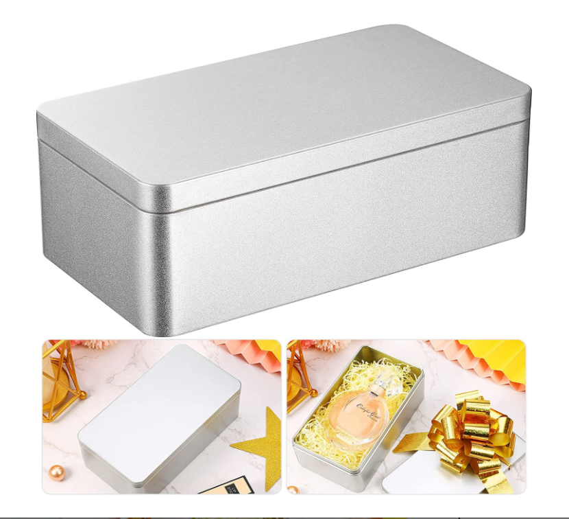 Wholesale silver jewelry tin empty food grade rectangular large thin metal hinged tin box plain small sliver hinges tin box supplier