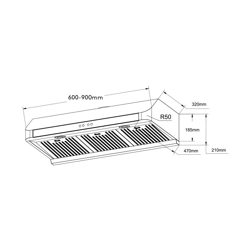 H606 | Under Cabinet Stainless Steel Range Hood Digital 3-Speed Control details