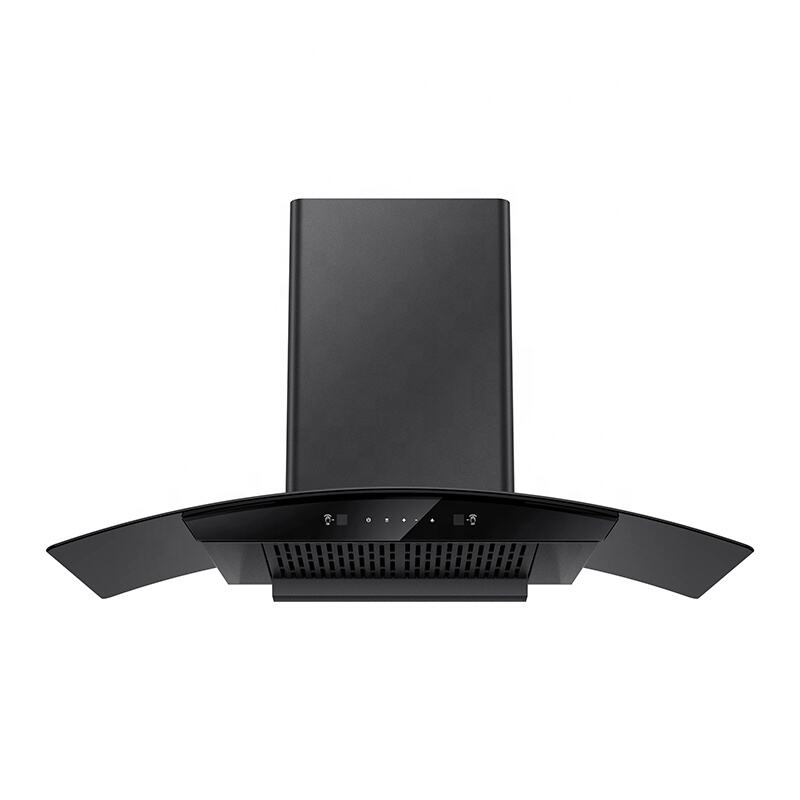 H219 | Cooker Hood Kitchen Appliance Factory Price with Copper Motor Black Chimney Wall Mounted Range Hood