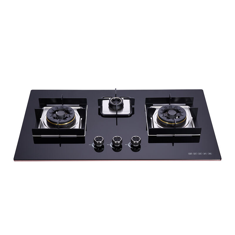 GTH-B-23201 | 3 Burner Built In Gas Cooker Brass Cover Battery Ignition Cooktop