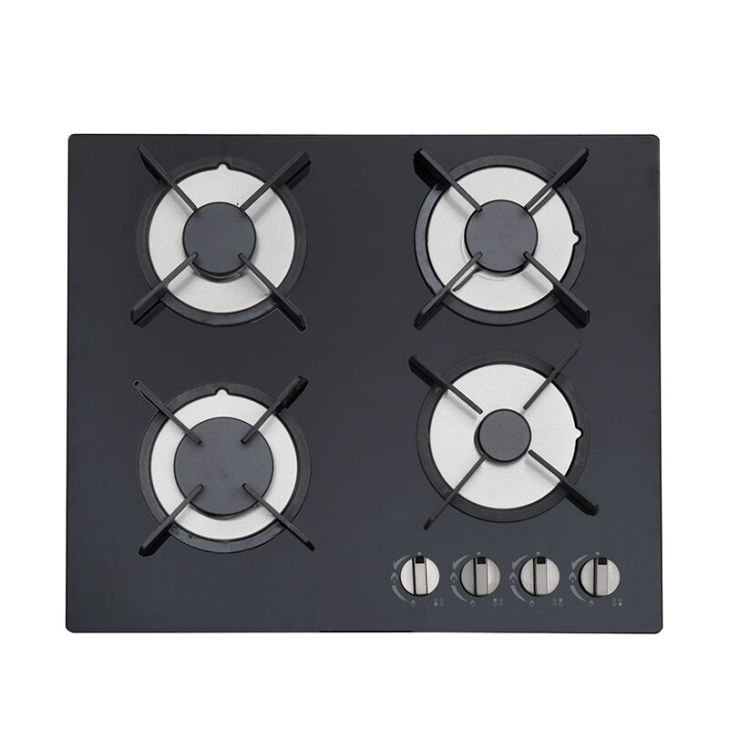 GTH-G-23704 | Built in Tempered Glass Panel 4 Sabaf Burner Gas Hob Cooktop