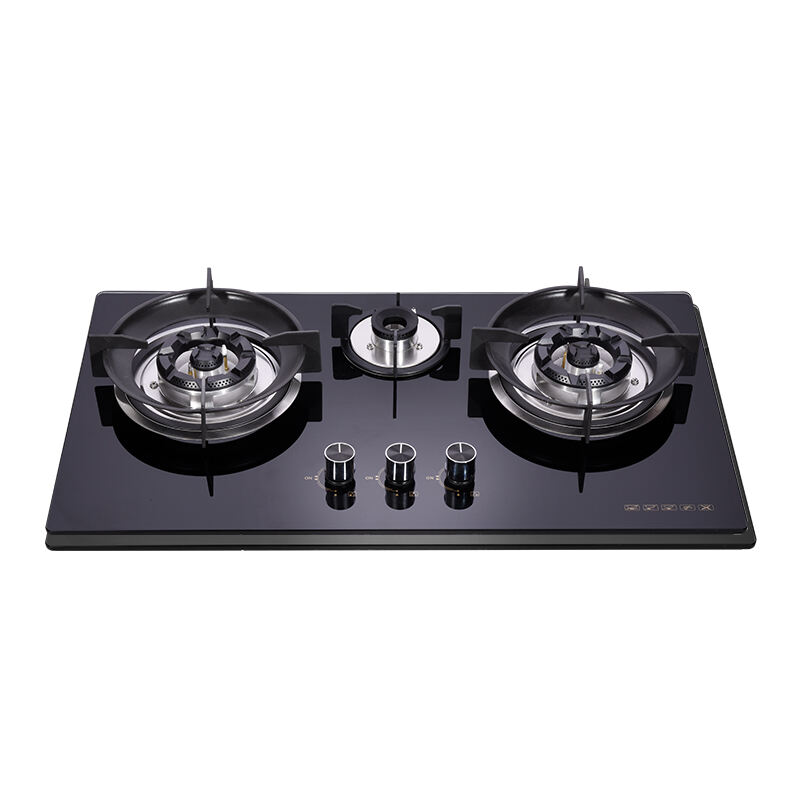 GTH-C-23301 | 3 Burners Tempered Glass Panel Gas Hob