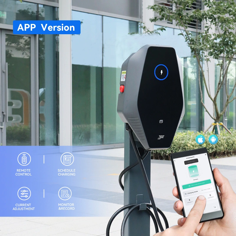 Supplier 4G WIFI App smart ac car charging post 16a 220v 7kw ev charger electric car station with plug